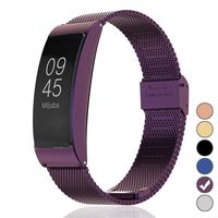MIJOBS Compatible with Fitbit Inspire HR Bands/Fitbit Inspire Band, Stainless Steel Metal Strap Replacement Wristbands Water Resistant Bracelet Accessories for Women Men (Purple)