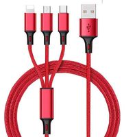 Simyoung 4FT 3 in 1 Multi Charging CablePhone Connector USB Universal Charger Cord Adapter - Red