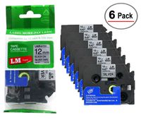 LM Tapes - 6/Pack Premium 1/2" Black Print on Silver Label Compatible with P-Touch TZe-931 Tape TZ-931 and Comes with a Great Tape Color/Size Guide for Easy reordering.