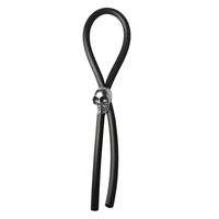 Men's Pleasure Band Adjustable Silicone Black Cord with Stainless Steel Euro Skull Bead for Tension Control Tight Accurate fit