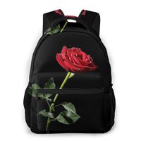 Durable Polyester Rucksack Red Rose Flower Black Traveling & Camping Backpack - Large Capacity Multipurpose Anti-Theft Bookbag for Men Women Kids