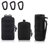 FUNANASUN 2 Pack Molle Pouches - Tactical Compact Water-Resistant EDC Pouch (2 Pack-Black + Water Bottle Pouch)