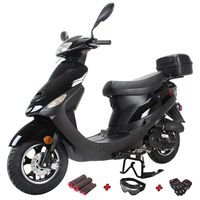 X-PRO Maui 50cc Moped Scooter Gas Moped Scooter 50cc Moped Street Scooter Aluminum Wheels with Gloves, Google and Handgrip，Black