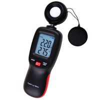 Light Meter Digital Illuminance Luminometer up to 200,000 Lux Luxmeter Foot Candle/Lux Temperature Tester Handheld with Backlight and Data Storage