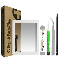 RepairPartsPlus iPad 4 Screen Replacement Glass Touch Digitizer Premium Repair Kit with Tools and Home Button (White)