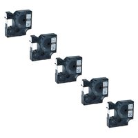 KCMYTONER 12mm (1/2 inch) 18488 Flexible Nylon Label Tape Compatible for DYMO Rhino 1000 3000 4200 5000 5200 6000 LabelManager LabelWriter 450 Duo Label Makers (Black on White, 5 Pack)