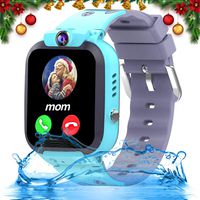 iFunplus Kids Waterproof Smartwatch Phone Girls Boys with GPS Tracker 1.44'' Touch Screen Two Way Call SOS Camera Puzzle Game Love Reward SMS Notification Alarm Clock Gizmo Watch Learning Toys