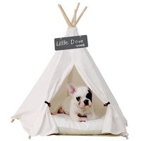 little dove Pet Teepee Dog(Puppy) & Cat Bed - Portable Pet Tents & Houses for Dog(Puppy) & Cat Beige Color 24 Inch no Cushion