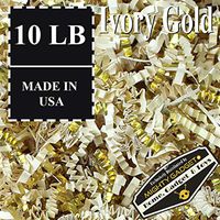 Mighty Gadget (R) 10 LB Premium Ivory Gold Metallic Mix Crinkle Cut Paper Shred Filler for Gift Wrapping & Basket Filling