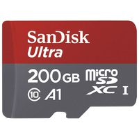 SanDisk Ultra 200GB microSDXC UHS-I card with Adapter - 100MB/s U1 A1 - SDSQUAR-200G-GN6MA (Renewed)