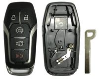 Key Fob Case Shell Fit For Ford Explorer Edge Mustange Fusion 5 Buttons Replacement Keyless Entry Remote Smart Key Fob Cover Casing with Button Pad & Uncut Key Blade Blank