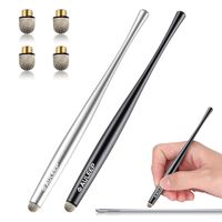 AULEEP Capacitive Stylus Pens for Touch Screen 2 Pack with 4 Nanofiber Tips Compatible for Phones, Tablets, iPads, Kindles (Silver and Black)