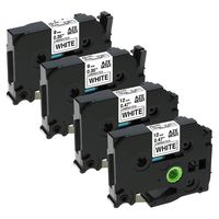 Compatible with P-Touch Label Tape TZe-231(0.47 Inch) TZe-221(0.35 Inch) Laminated White, for Brother Ptouch D210, PTH110, PT-1880, 4-Pack, by Markurlife