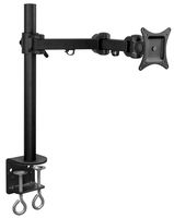 Mount-It! Single Monitor Arm Mount | Desk Stand | Heavy Duty Stable Full Motion Height Adjustable | Fits 19 21 24 27 30 32 Inch VESA 75 100 Compatible Computer Screen | Double C-Clamp Base