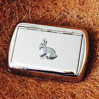 Really Useful Gifts Antique Pewter Bunny Rabbit Emblem on a Hand Rolling Tobacco Cigarette Tin Gift