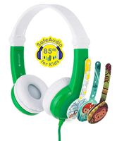 ONANOFF BuddyPhones Connect Foldable - Kids Volume Limiting Headphones - Built-in Audio Sharing Cable and in-Line Mic - Compatible with Fire, iPad, iPhone, and Android Devices - Green