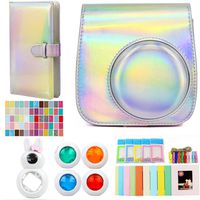 QUEEN3C Aurora Silver Accessories Kit for Fujifilm Instax Mini 9 Instant Camera, with Camera Case + Album + Filters & More Accessories for Fujifilm Mini 9 8 8 Camera. (Bundle, Aurora Silver)