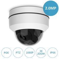 LEFTEK Dome Camera 2.5'' Mini POE Dome PTZ Camera 1080P 3X Zoom 3.5-10.5mm 65FT IR Distance CCTV Security Camera Outdoor IP66 Weatherproof Camera