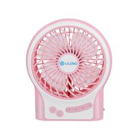 OFEFAN 3 Speeds Mini Desk Fan, Rechargeable Battery Operated Fan with LED Light and 2200mAh Battery, Portable USB Fan Quiet for Home, Office, Travel, Camping, Outdoor, Indoor Fan (Pink)