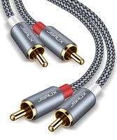 JSAUX RCA Stereo Cable, [6.6ft/2M, Dual Shielded Gold-Plated] 2RCA Male to 2RCA Male Stereo Audio Cable for Home Theater, HDTV, Amplifiers, Hi-Fi Systems [Grey]
