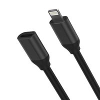 EMATETEK Extension Cable Connector Pass Video Audio Music Picture Data and Charging. Female to Male 1PCS Balck Extender Cord Made of Aluminum and PVC. (1.6Feet / 0.5M, Black)