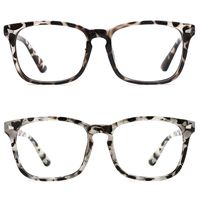 TIJN 2 Pack Blue Light Blocking Glasses Bundled Square Nerd Computer Glasses Anti Blue Ray/Eyestrain