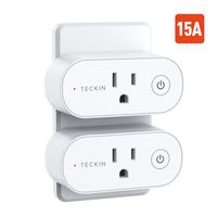 Smart Plug Wifi Outlet 15A Compatible With Alexa,Google Home and IFTTT, Teckin Mini Smart Socket with Schedule and Timer Function, No Hub Required,2 Pack