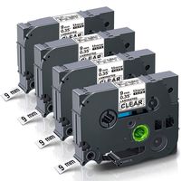 Unismar Tze-121 Tze 121 Black on Clear Laminated Label Tape Compatible for Brother P-Touch PT-D210 PT-H100 PT-H110 PT-D200 PT-D600 PT-E300 PT-P300BT Label Maker, 9mm x 8m, 3/8" x 26.2', 4-Pack