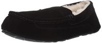 Amazon Essentials Men's Leather Moccasin Slipper, Black, 11 M US
