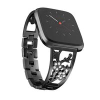 Mtozon Stainless Steel Bands Compatible with Fitbit Versa 2/Versa Lite/Versa for Women, Luxurious Bling Bracelet with Rhinestone Metal Wristbands, Black