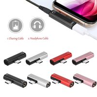 Feriay For Type-C Headset Adapter Charging Listening to Music 2-in-1 Audio Converter Charging Stations