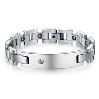 FCZDQ Cystal Magnetic Therapy Health Bracelet Stainless Steel Couple Bangle Bracelet for Womens