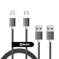 Netdot Gen7 Nylon Braided USB-C Magnetic Fast Charging Cable Compatible with Type-C Smartphone(5ft USB-C/2 Pack Gray)