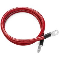 Red 2 Foot 2/0 AWG Battery Cable by Spartan Power Positive Only (2 FT 3/8" Ring Terminals)