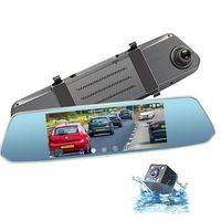Mirror Dash Cam, Caidrox 7 inch Touch Screen Dual Lens Dash Cam Front and Rear Rear View Mirror Camera 1080P with G-Sensor PORMIDO and Night Vision, Waterproof Reversing Camera