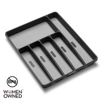 madesmart Classic Large Silverware Tray - Granite |CLASSIC COLLECTION | 6-Compartments| Kitchen Drawer Organizer | Soft-Grip Lining and Non-Slip Rubber Feet | BPA-Free