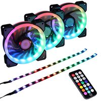 LEDdess Addressable RGB LED 120mm Case Fan with Controller for PC Cases, CPU Coolers, Radiators System (3pcs RGB Fans, 2pcs led Strips, 2nd Gen RF Remote Control, A Series)