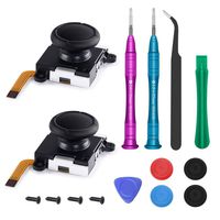 2 Pack Joy Con Analog Joystick, 3D Replacement Thumb Sticks for Nintendo Switch Joy Con Controller, Repair Tool Kit for Switch Joy-Cons with Upgraded Screwdrivers and Tweezer