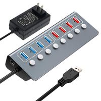 Powered USB 3.0 Hub,Aluminum 8 Port USB Data Charging Hub Splitter with12V/4A Power Adapter,Individual Power Switches and LED Indicators (4.9ft Extended Cable)