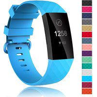 Velavior Waterproof Bands for Fitbit Charge 3 / Charge3 SE, Replacement Wristbands for Women Men Small Large (Cerulean, Small)