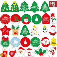 140 Piece Christmas Gift Tags, Paper Tie-On Xmas Hanging Tags Labels with Snowflake Santa Tree Elk Patterns for Festival Presents, Wrapping Paper and Gift Bags (140 Piece)