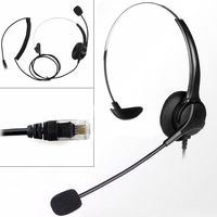 GEZICHTA RJ11 Headset Call Center Monaural Telephone Headset with Noise Cancelling Microphone, Volume Control Call Button Customer Service Telephone Headset