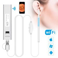 WiFi Ear Cleaning Endoscope, 1.3MP HD Wireless Ear Scope Inspection Waterproof Ear Camera, Ear Otoscope Ear Wax Remover Tool with 6 LED Lights for iPhone iPad iOS Android Cell Phone Tablet PC