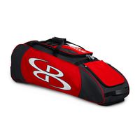 Boombah Spartan Rolling Baseball/Softball Bat Bag - 38" x 12-1/2" x 12" - Holds 4 Bats and Much More (Black/Red)