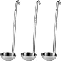 meekoo 3 Pieces Stainless Steel Ladle Soup Handle Ladle with Pouring Rim for Kitchen Cooking Soup Sauce (4 oz)