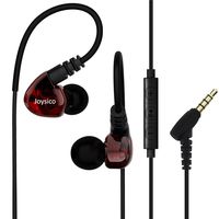 Joysico Sports Headphones Wired Over Ear In-ear Earbuds for Kids Women Small Ears, Earhook Earphones for Running Workout Exercise Jogging, Ear Buds with Microphone and Volume for Cell Phones MP3 Red