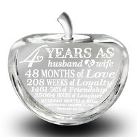 Bella Busta- 4 years anniversary-Traditional Fruit gift for 4th Anniversary-Engraved Crystal Apple (Crystal Apple)