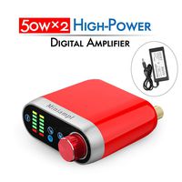 Nobsound Hi-Fi Bluetooth 5.0 Power Amplifier; Home Stereo Lossless Wireless Audio Receiver; 100W Class D Digital Speaker Amp & PC Sound Card; Vu Meter / Sound Level (Red)