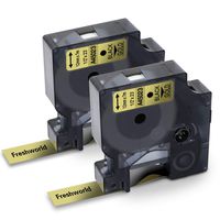 Refill Replace Dymo D1 Labels Tape 45023,1/2 inch(12mm) W x 23 Feet(7m) L,Black on Gold,Labeling Tape Compatible for DYMO LabelManager PnP 260P 210D 280 420 160 450D Label Maker, 2 Pack