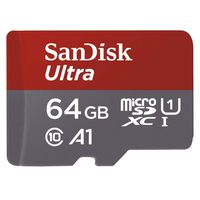 SanDisk Ultra 64GB microSDXC UHS-I card with Adapter -  100MB/s U1 A1 - SDSQUAR-064G-GN6MA